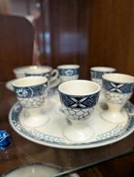 Set van 6 Delfts Blauwe Eierdopjes met Dienblad, Verzenden