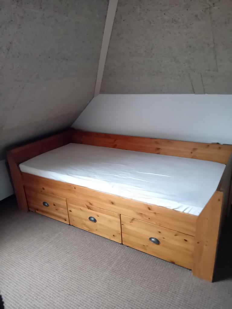 1 persoons bed met lades, Ophalen, Gebruikt, 90 cm, Eenpersoons
