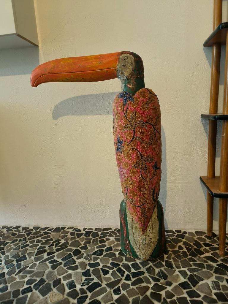 Indonesisch houtsnijwerk, vintage toekan, Ophalen of Verzenden