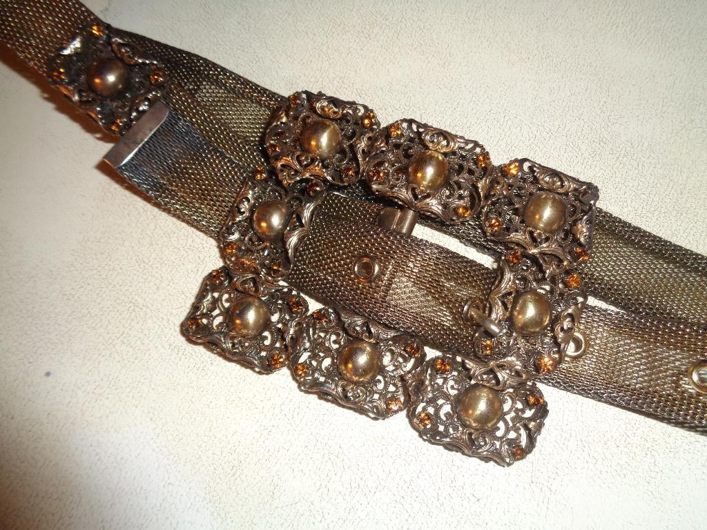 NANNI bronzen metalen riem met grote gesp, Kleding | Dames, Riemen en Ceinturen, 80 tot 90 cm, 5 cm of meer, Zwart, Nieuw