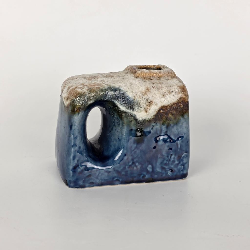Vintage West-Duitse Fat Lava vaas Uebelacker 1441/8. blauw, Antiek en Kunst, Antiek | Vazen, Ophalen of Verzenden