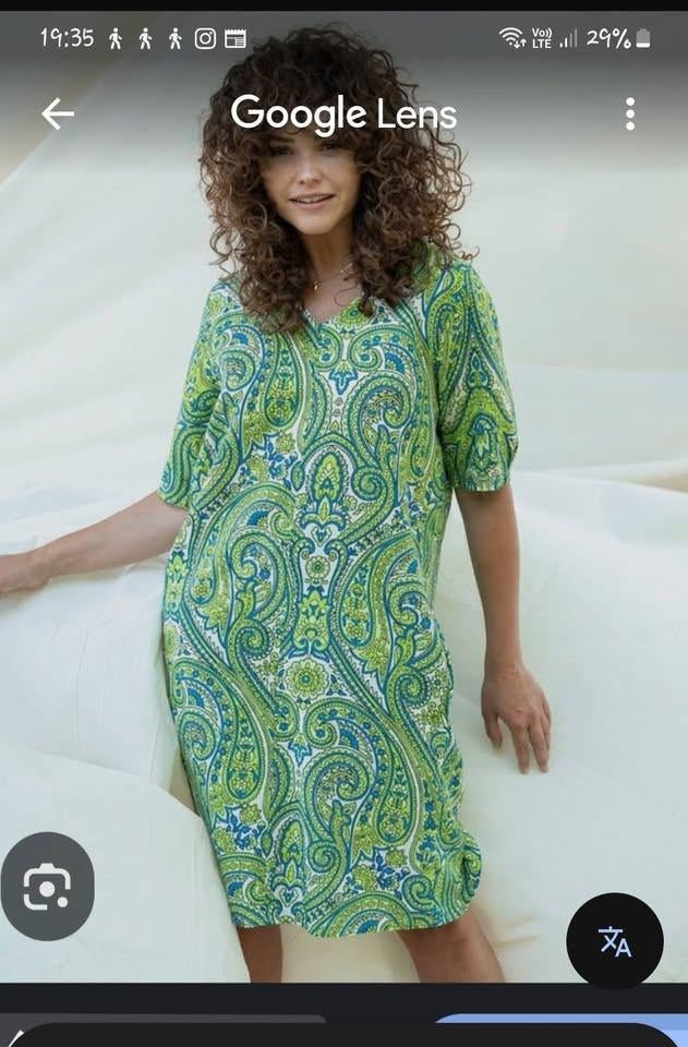 Fos Amsterdam, linnen jurk, M/L, Kleding | Dames, Jurken, Maat 38/40 (M), Ophalen of Verzenden, Zo goed als nieuw, Onder de knie