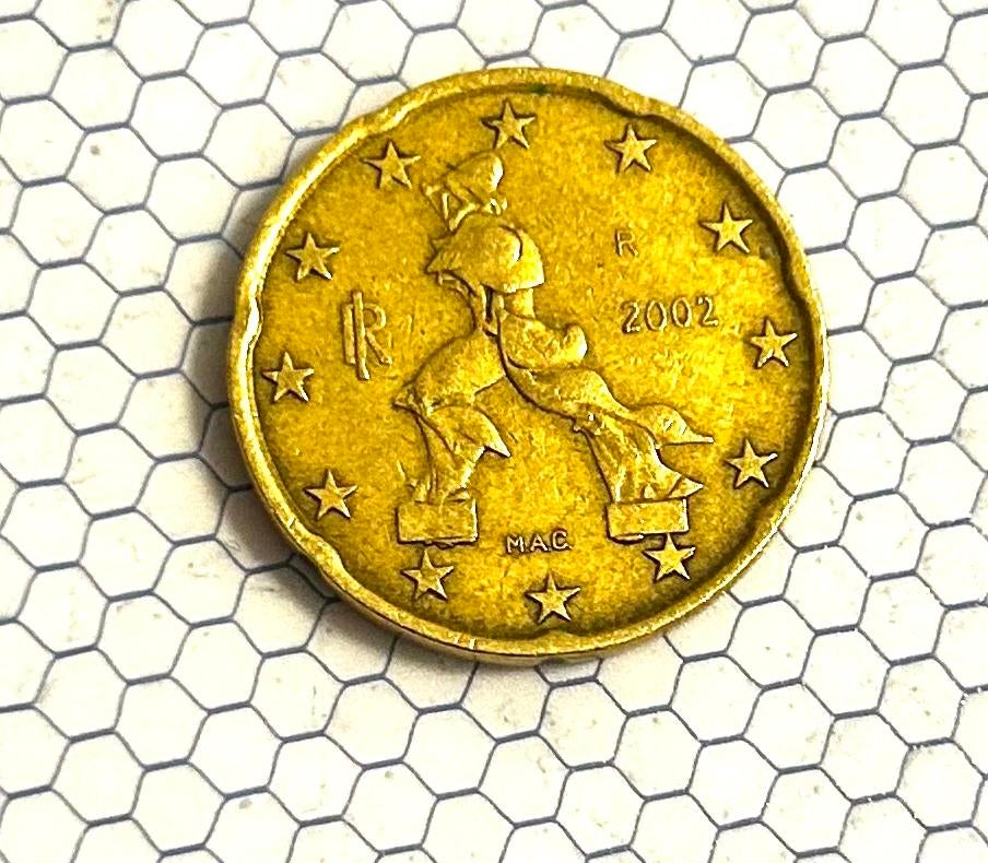 Zeldzame 2002 Italiaanse 20 Eurocent munt, Postzegels en Munten, Munten | Europa | Euromunten, Ophalen of Verzenden, Italië, 20 cent