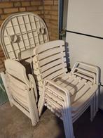 Tuinset met tafel, stoelen, kussens, 2 parasols., Ophalen, Kunststof, Gebruikt, Meer dan 8 zitplaatsen