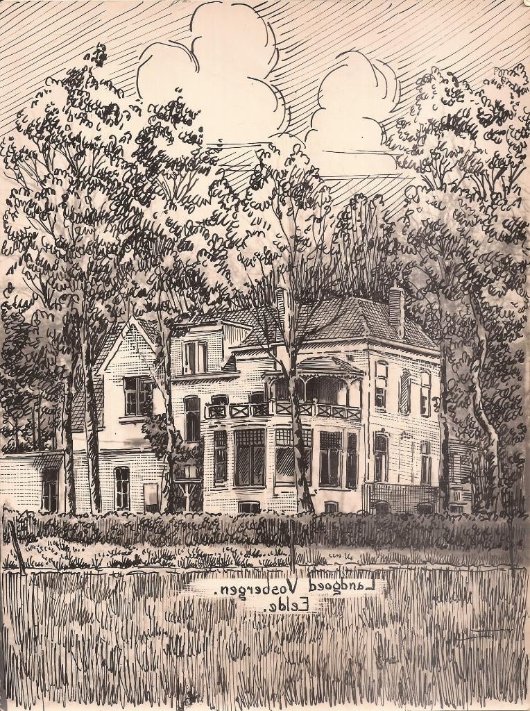 Eelde Landgoed Vosbergen Tekening Sievers 1948, Ophalen of Verzenden