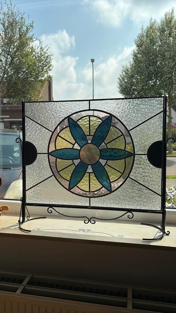 Glas in lood raamdecoratie, Doe-het-zelf en Verbouw, Glas en Ramen, Ophalen, Zo goed als nieuw, Minder dan 80 cm, Glas in lood