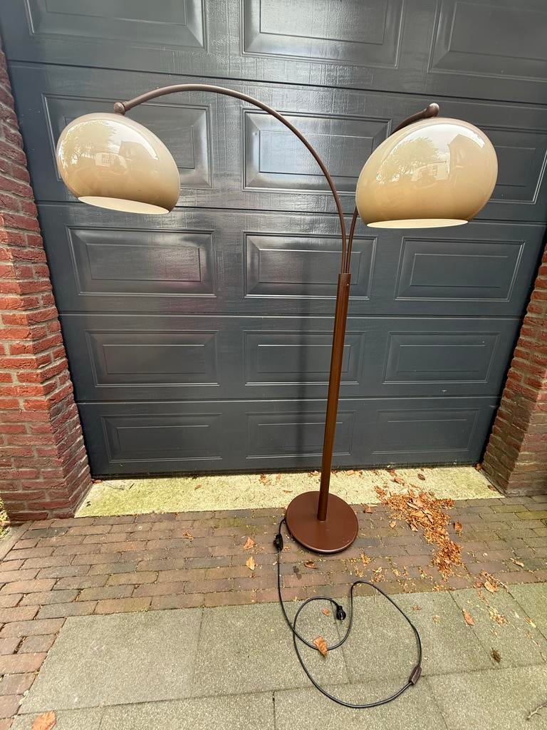Dijkstra booglamp met 2 bollen - Vintage design, Ophalen, Gebruikt, Gijpsvintage, Metaal