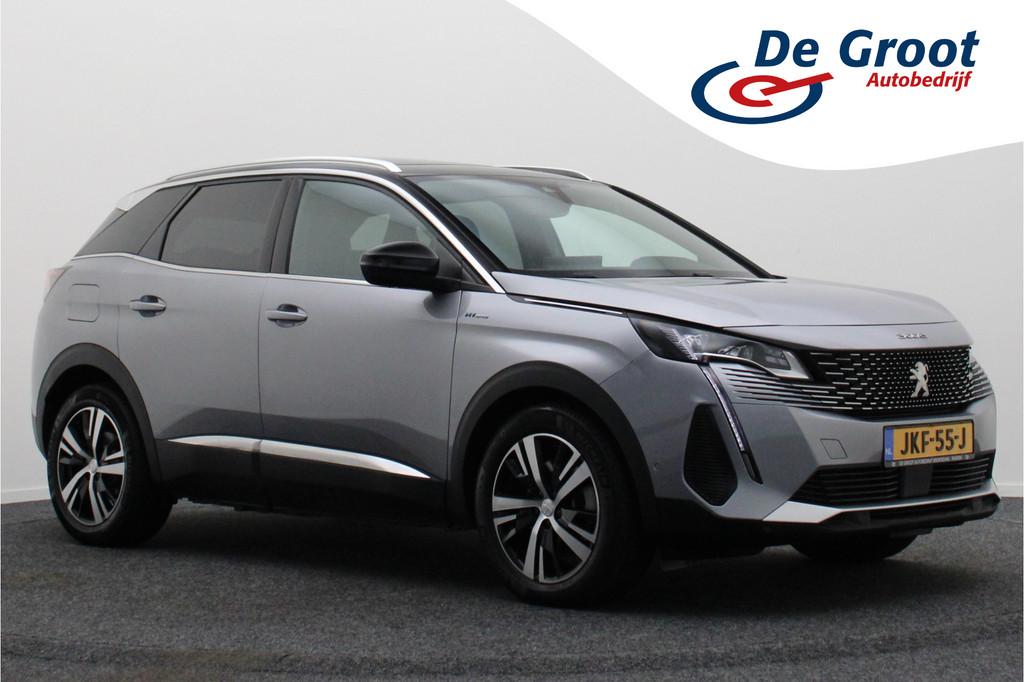 Peugeot 3008 1.6 HYbrid 225 GT Panoramadak, ACC, Camera, App, Zwart, Leder en Stof, Bedrijf, Hybride Elektrisch/Benzine