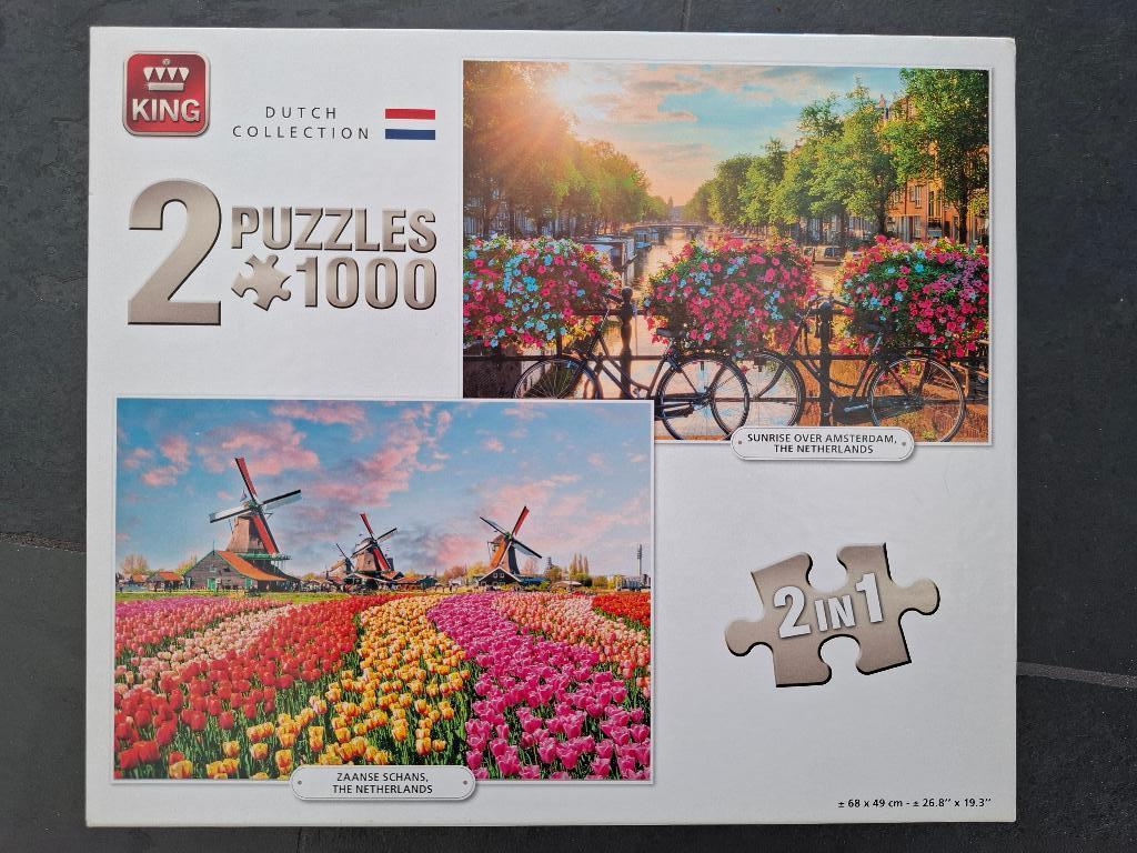 King puzzels, 2 x 1000 stukjes, Ophalen, 500 t/m 1500 stukjes, Zo goed als nieuw