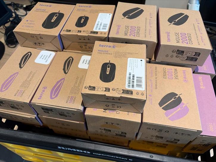 60 Nieuwe Terra Bedrade Muizen (Diverse Types), Computers en Software, Muizen, Nieuw, Muis, Linkshandig, Rechtshandig, Bedraad