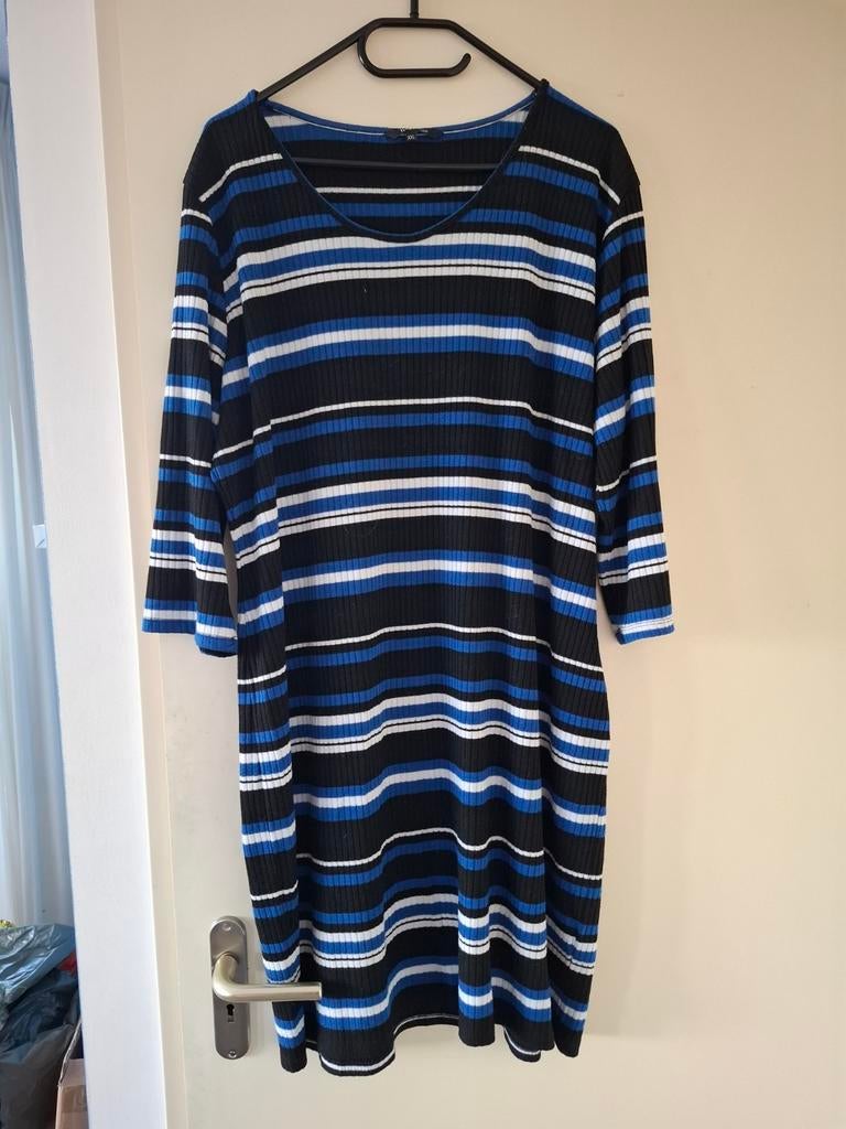 M&S Mode Jurk Gestreepte Jurk Maat 48, Zwart, Maat 46/48 (XL) of groter, Ophalen of Verzenden, Zo goed als nieuw