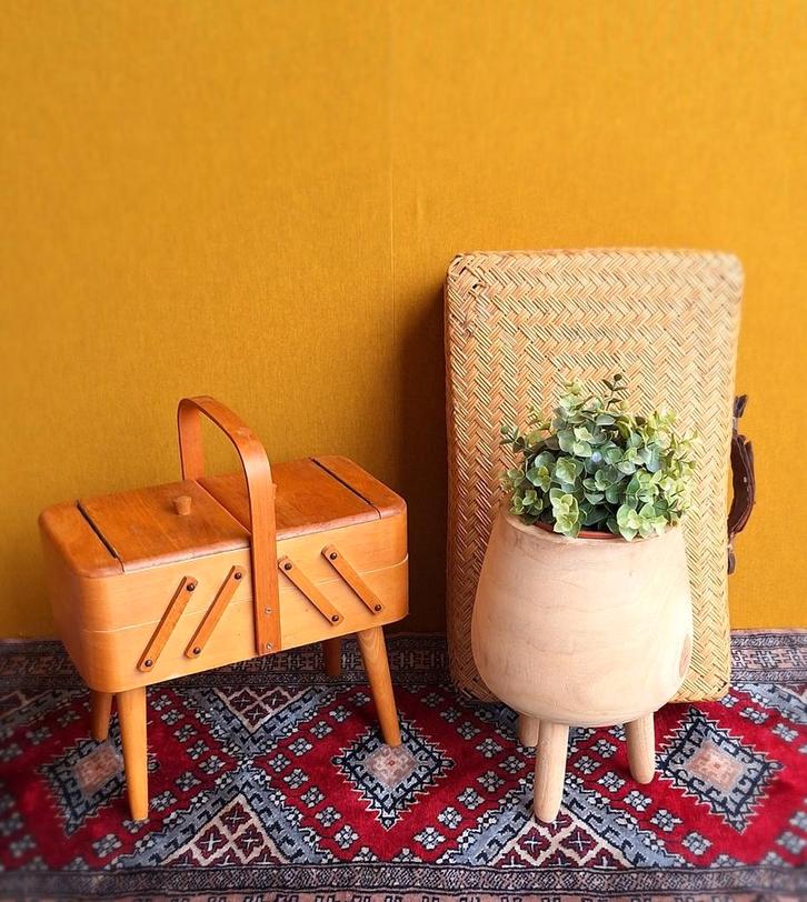 Vintage harmonica kastje / handwerk opbergbox, Hobby en Vrije tijd, Naaien en Fournituren, Gebruikt, Ophalen of Verzenden