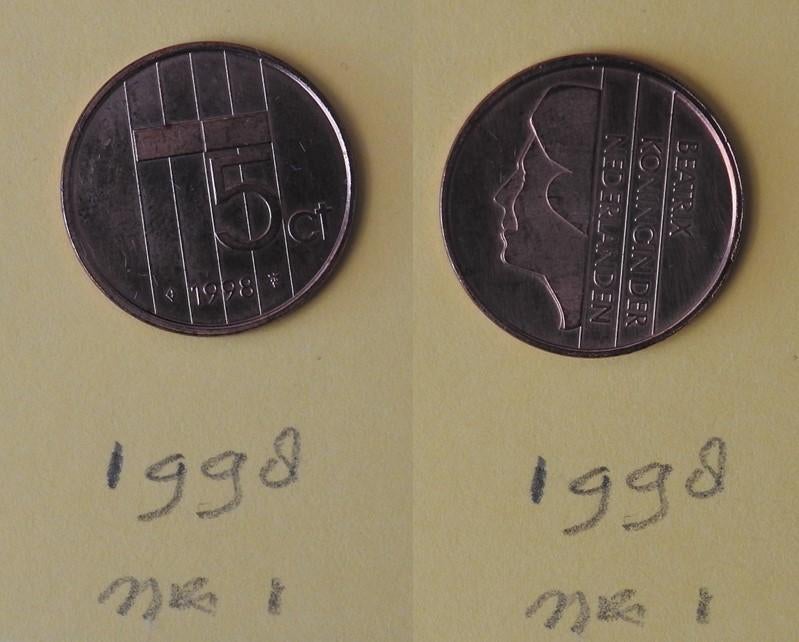 Stuiver 1998, Verzenden, Koningin Beatrix, 5 cent, Losse munt
