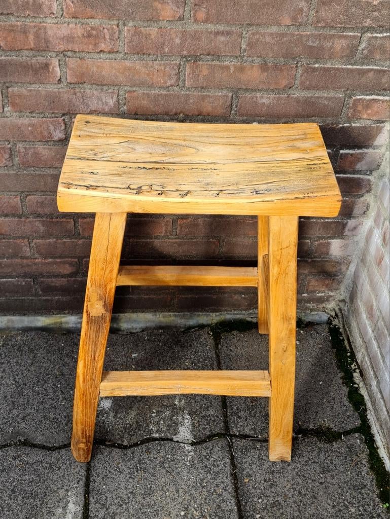 Houten kruk zadelkruk landelijk rustiek robuust mooi uniek, Ophalen, Gebruikt, Hout