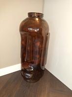 Vaas bruin glas, gezicht, Japandi 70cm, Huis en Inrichting, Woonaccessoires | Vazen, Ophalen, Overige kleuren, 50 tot 75 cm, Glas