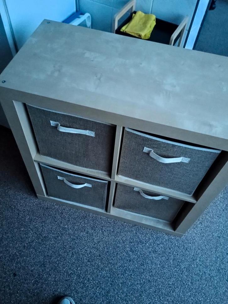 Houten vakkenkast met 4 opbergmanden, Huis en Inrichting, Kasten | Overige, Gebruikt, Ophalen of Verzenden