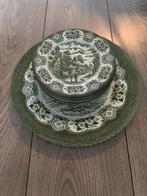 Engels Ironstone Servies - Groen en Wit, Ophalen, Gebruikt, Bord(en), Overige stijlen