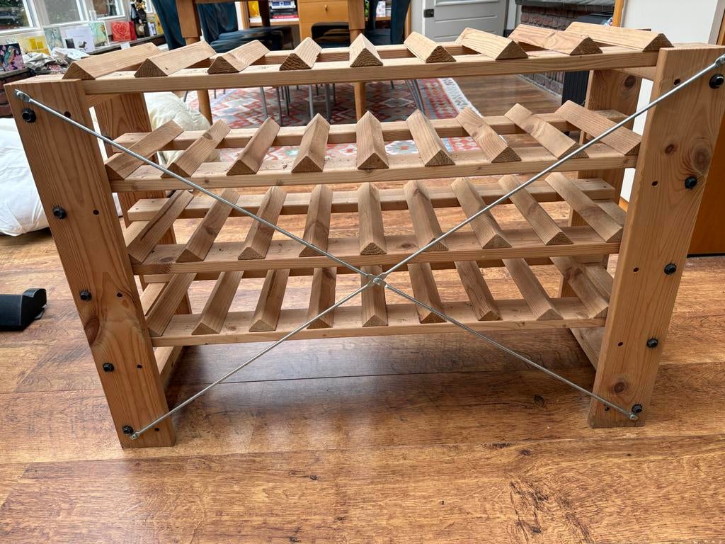 Houten wijnrek, Huis en Inrichting, Woonaccessoires | Wijnrekken, Ophalen, Gebruikt, 50 tot 75 cm, 25 flessen of meer