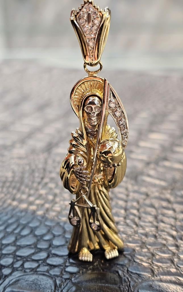 Prachtige Santa Muerte 14karaat goud massiefe hanger 25 gram, Ophalen of Verzenden, Zo goed als nieuw, Goud, Goud