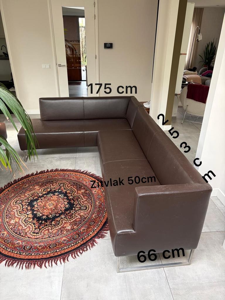 Leren Eetkamer hoekbank met bijbehorende bank, Ophalen, Gebruikt, Hoekbank, Modern