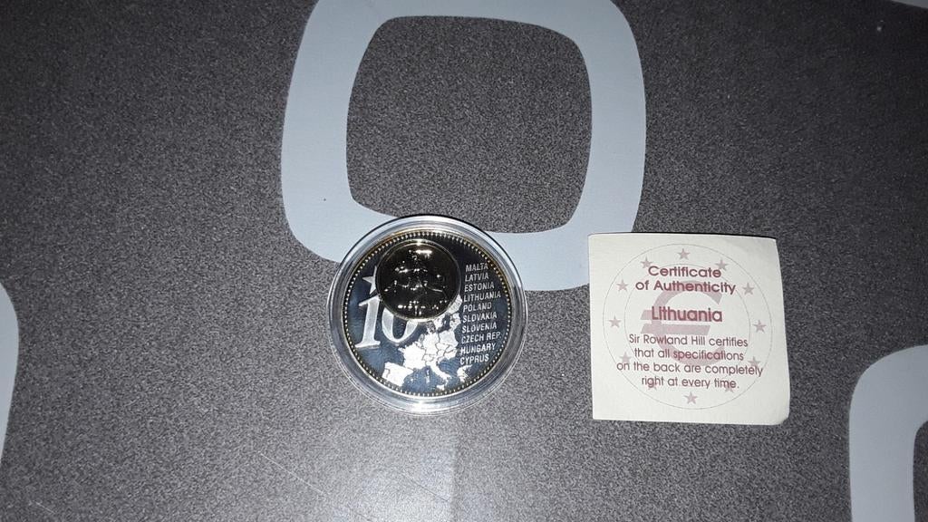 Munt Lithuania Copper-Nickel(Silver-Plated) Met Certificaat., Ophalen of Verzenden, Buitenland, Munten