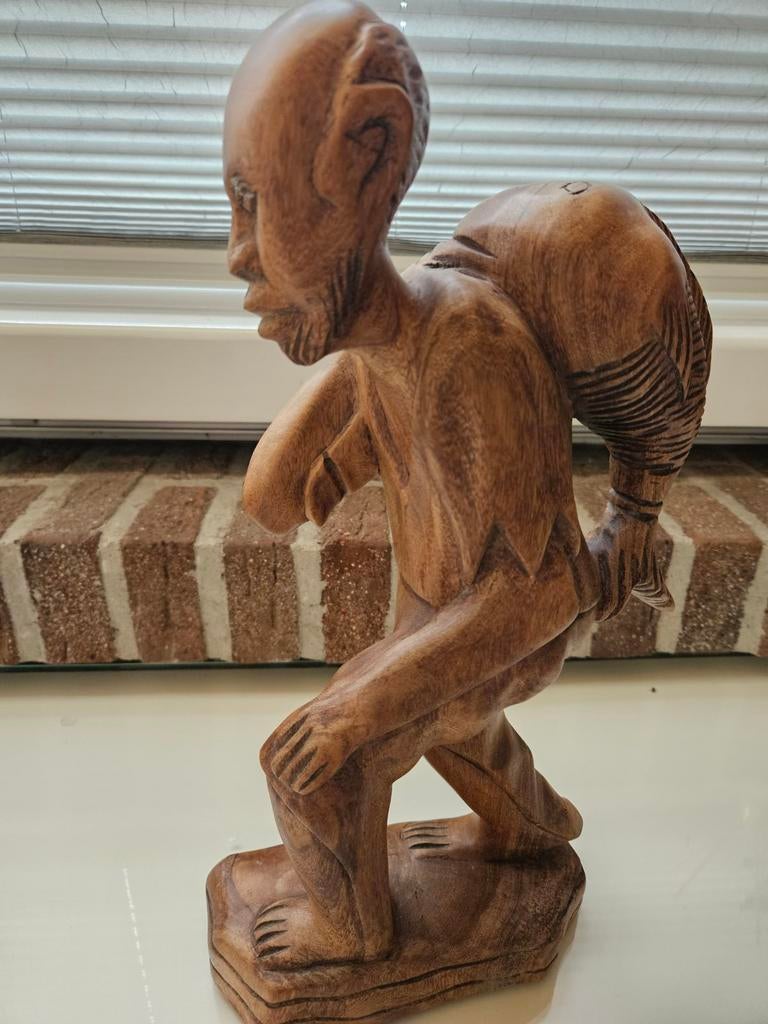 Houten beeldje van een visser, Antiek en Kunst, Ophalen