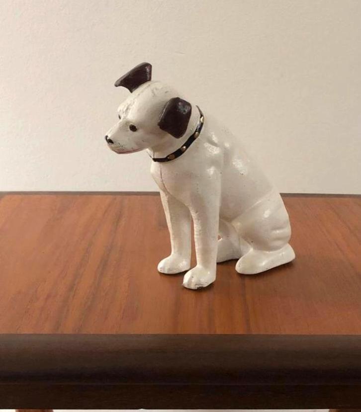 His masters voice gietijzeren spaarpot | Nipper the Dog, Verzamelen, Spaarpotten, Zo goed als nieuw, Dier, Steen, Aardewerk of Keramiek