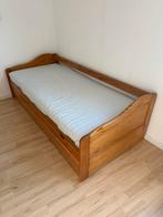 Bed onderschuifbed 90x200 logeerbed hout, Ophalen, 90 cm, Eenpersoons, Wit