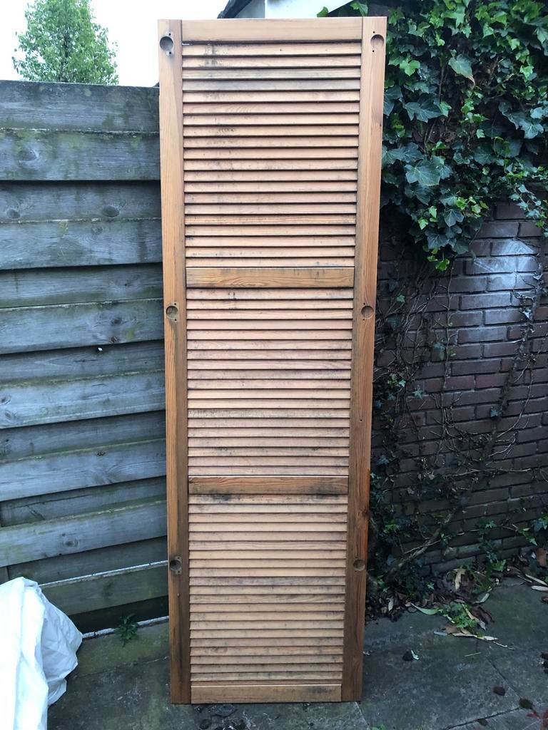 Houten Louvredeur - Gebruikt, Doe-het-zelf en Verbouw, Deuren en Horren, Ophalen, Gebruikt, Minder dan 80 cm, Binnendeur