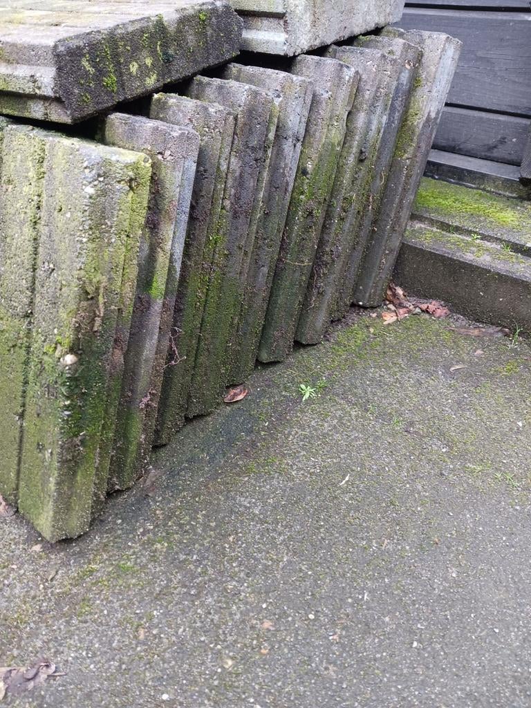 Palisade banden van beton 50 cm lang en 35 cm hoog. Grijs, Ophalen, Gebruikt, 25 tot 50 cm, Blok