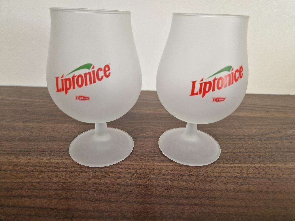 2 stuks LIPTONICE ice tea glazen, Ophalen of Verzenden, Zo goed als nieuw, Frisdrankglas