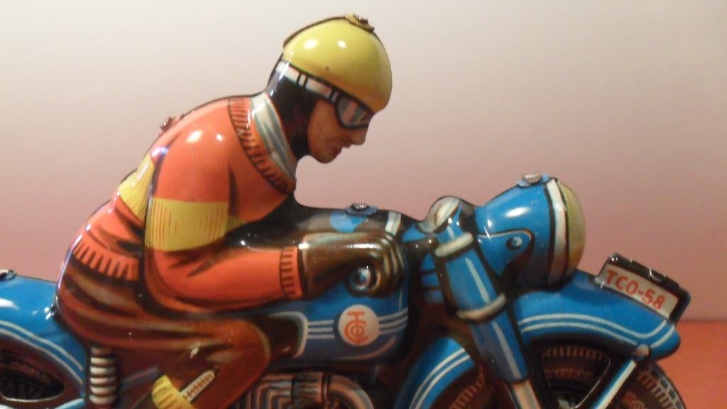 blikken speelgoed tipp & co motorrijder 60's mooi!, Ophalen of Verzenden