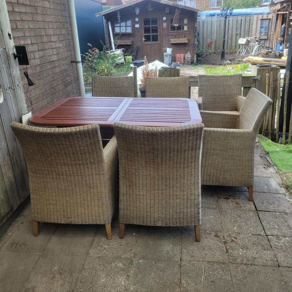 6 stevige rotan tuinstoelen, Kinderen en Baby's, Ophalen, Gebruikt