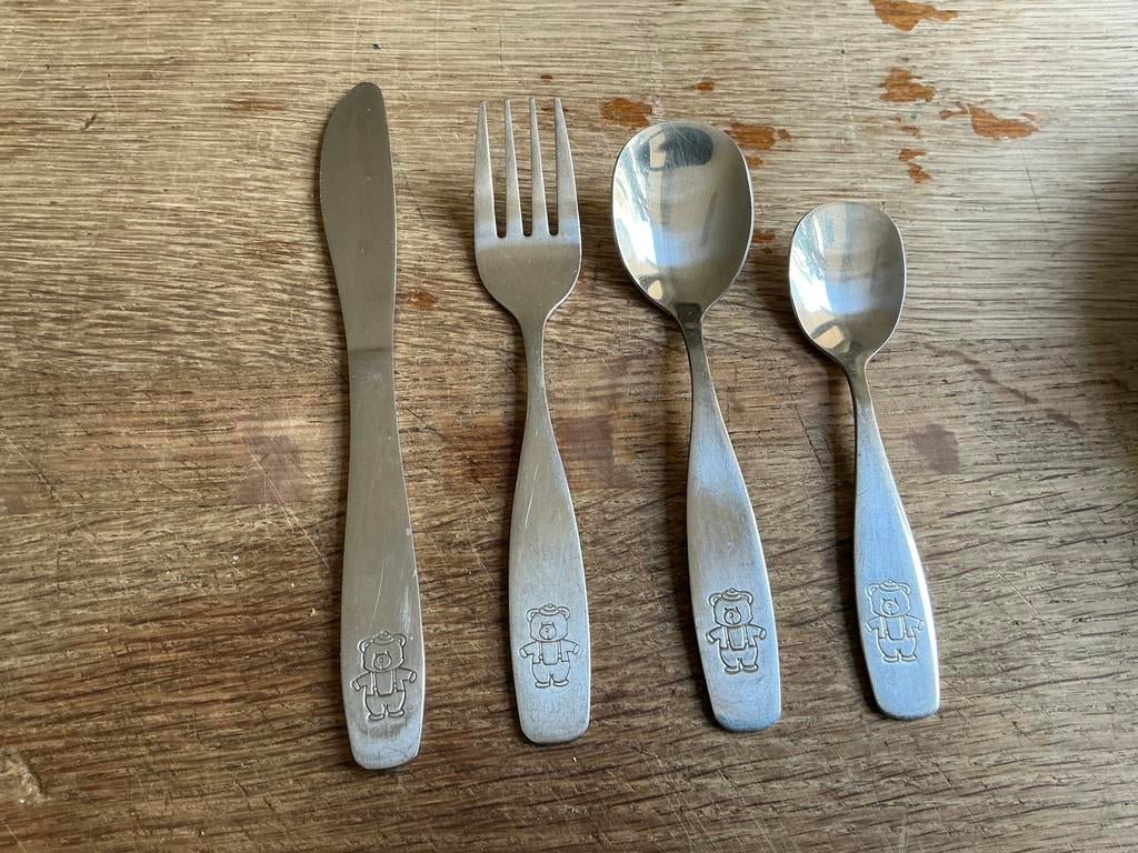 Stainless Steel kinderbestek, Ophalen of Verzenden, Gebruikt, Rvs of Chroom, Los bestek