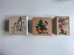 3 x houten stempels Kerstmis. Oa Disney Goofy en Donald., Ophalen, Zo goed als nieuw, Houten stempel