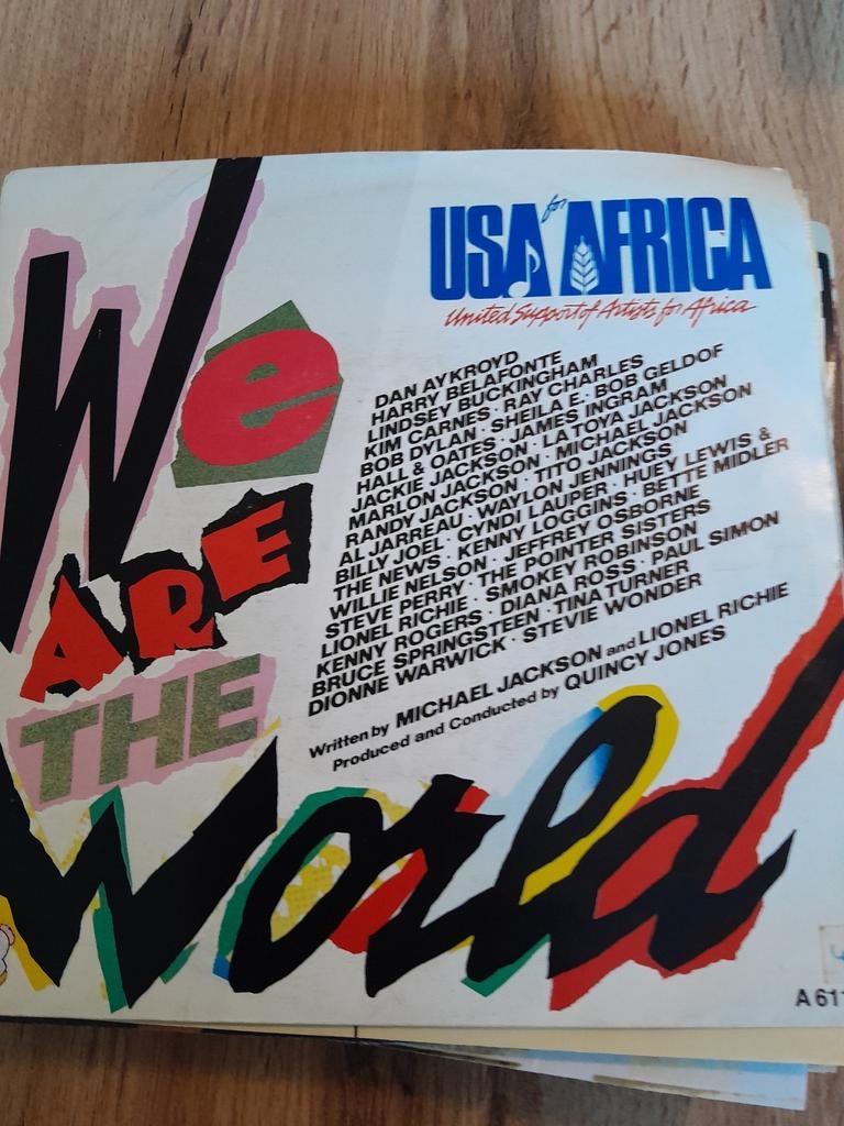 Usa for africa 7 inch we are the world, Ophalen of Verzenden, Zo goed als nieuw, Pop