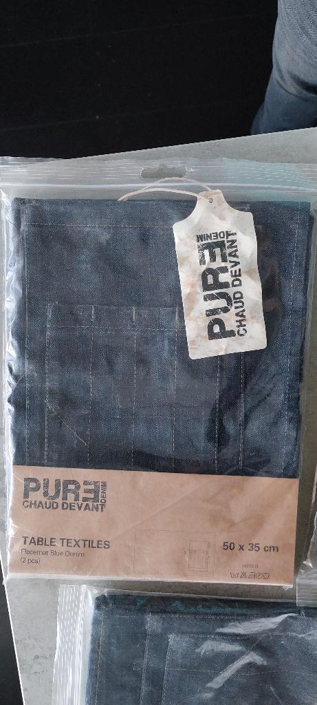 Placemates Pure denim blauw, 3 zakjes van 2 stuks, Huis en Inrichting, Keuken | Textiel, Nieuw, Placemat, Blauw, Ophalen of Verzenden