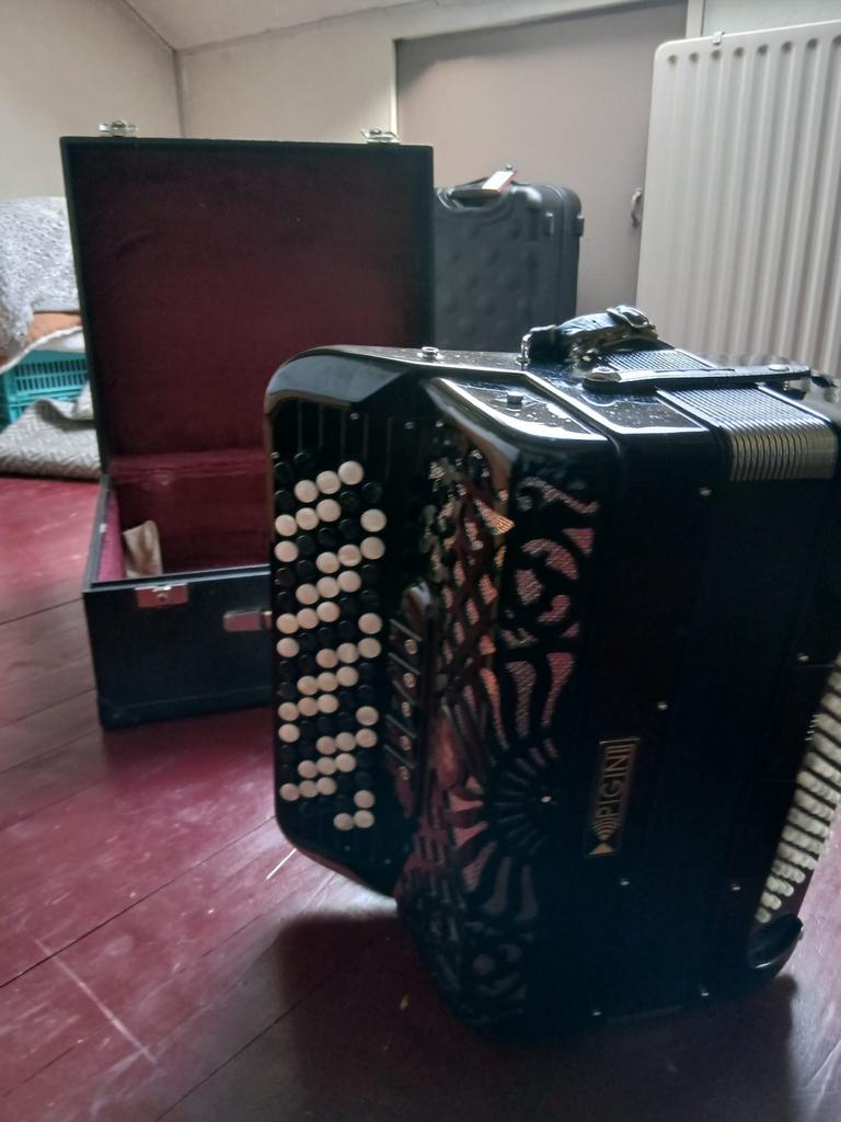 Pigini Knopaccordeon - 96 bassen, C-griff, 4 registers, Muziek en Instrumenten, Gebruikt, Met riemen, 96-bas, Knopaccordeon