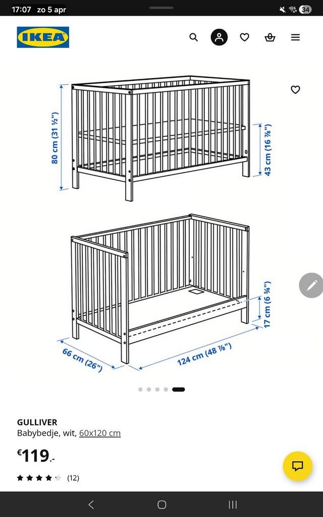 Ikea Gulliver babybedje wit, Ophalen