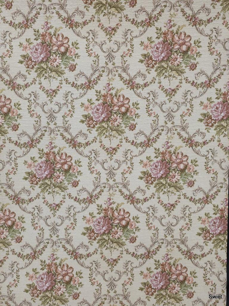 5092 vintage bloemen behang met klassieke bloemen en lijnen, Verzenden, Minder dan 10 m², Wit