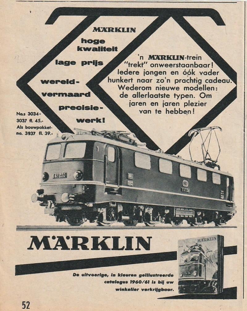 Retro reclame 1960 Märklin modeltrein Duitse E41, Verzenden, Overige typen