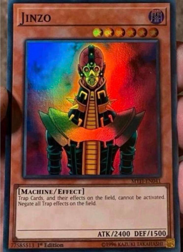 Yu-Gi-Oh! Jinzo MYFI 1st Edition M/NM !, Ophalen of Verzenden, Zo goed als nieuw, Meerdere kaarten, Foil
