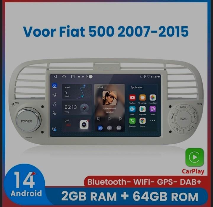 Android Autoradio voor Fiat 500 (2007-2015) met CarPlay, Auto diversen, Autoradio's, Zo goed als nieuw, Ophalen of Verzenden