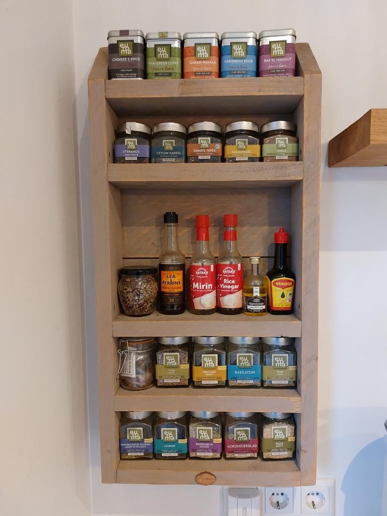 Houten kruidenrek, Ophalen, Hout, Bruin, Overige typen
