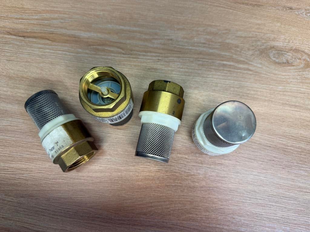 4x voetventiel 1” met RVS korf en terugslagklep, Overige typen, Zo goed als nieuw, Rvs, Minder dan 2 meter