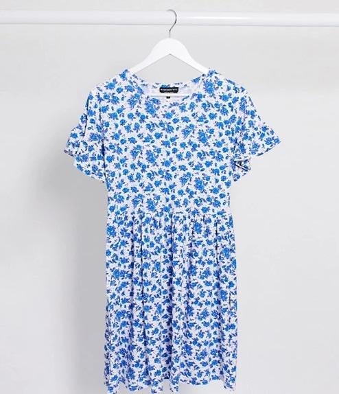 Floral smock dress (Wednesday's Girl), Blauw, Ophalen of Verzenden, Maat 34 (XS) of kleiner, Boven de knie