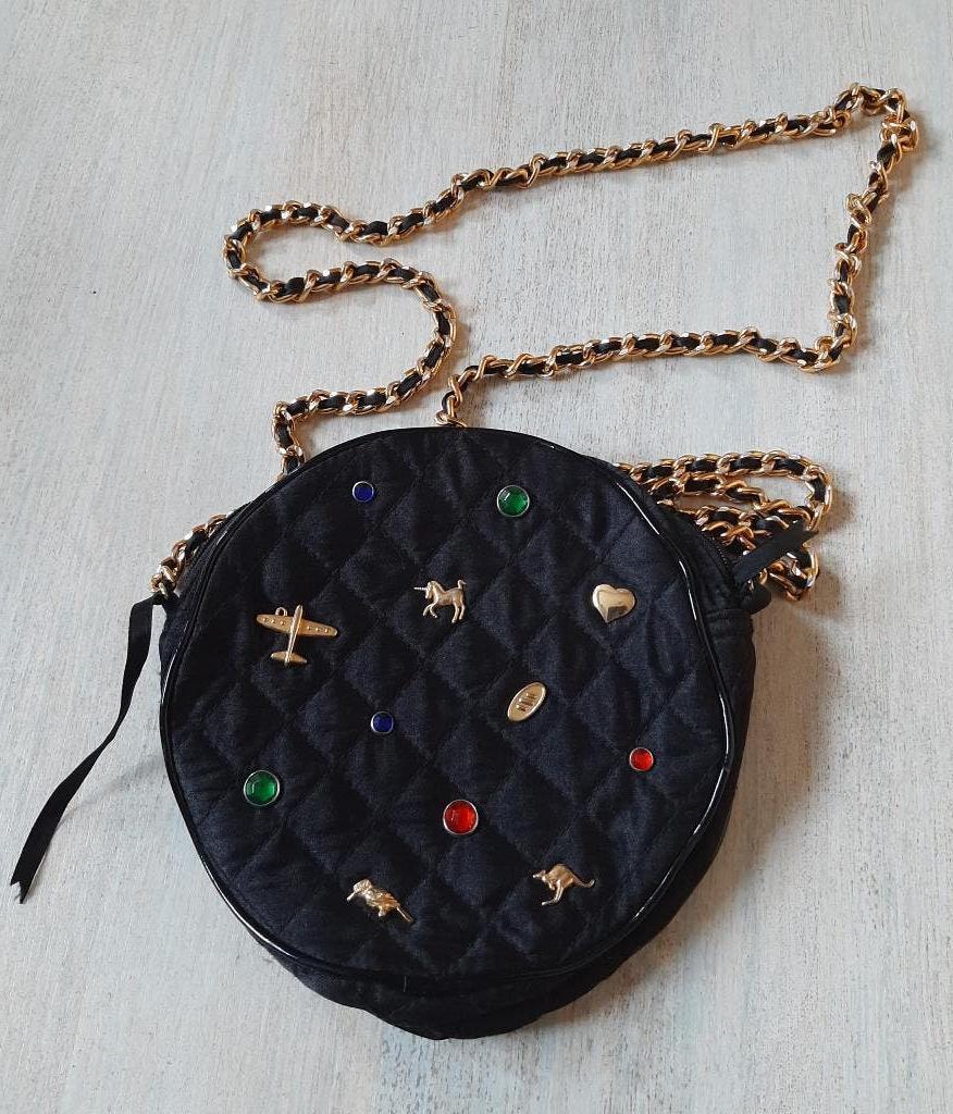 Vintage jaren '80 Picard avondtasje zwart/goud/steentjes, Sieraden, Tassen en Uiterlijk, Tassen | Damestassen, Ophalen of Verzenden