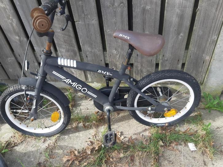 Amigo BMX kinderfiets - Zwart, 16 inch, Fietsen en Brommers, Fietsen | Crossfietsen en BMX, Gebruikt, 16 tot 20 inch, Staal, V-brakes