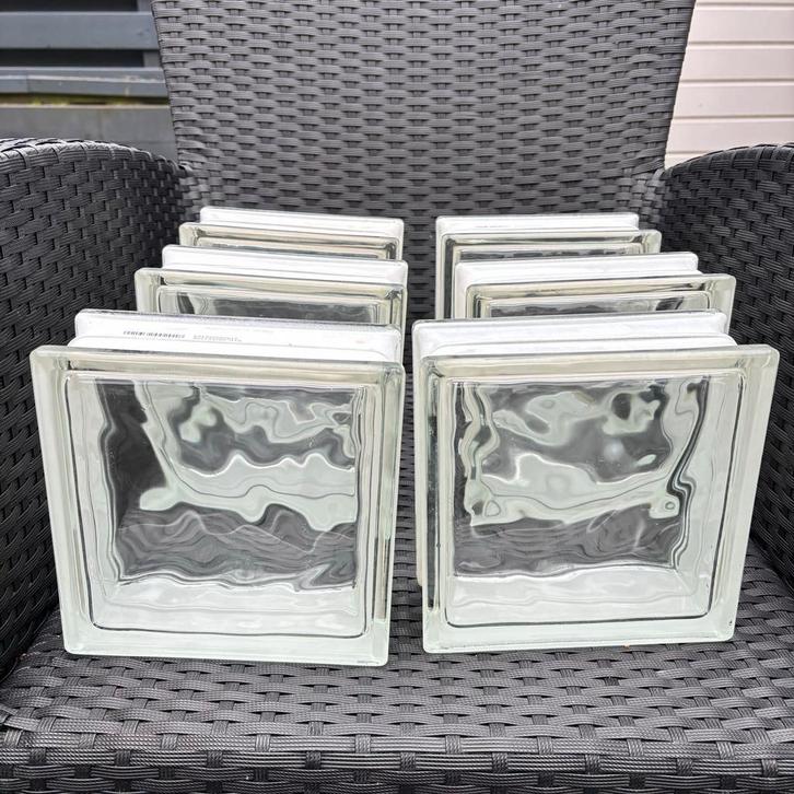 Glazen bouwstenen / glasblokken, Doe-het-zelf en Verbouw, Glas en Ramen, Gebruikt, Gevelraam of Ruit, Minder dan 80 cm, Ophalen of Verzenden