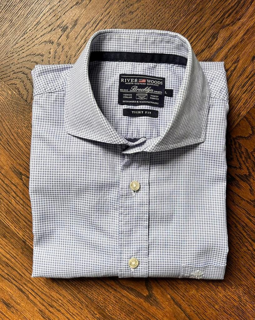 River Woods heren overhemd, Kleding | Heren, Overhemden, Ophalen of Verzenden, Zo goed als nieuw, Blauw